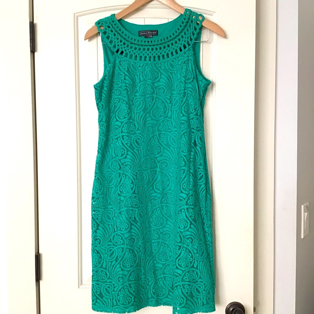 Green lace shift Dress